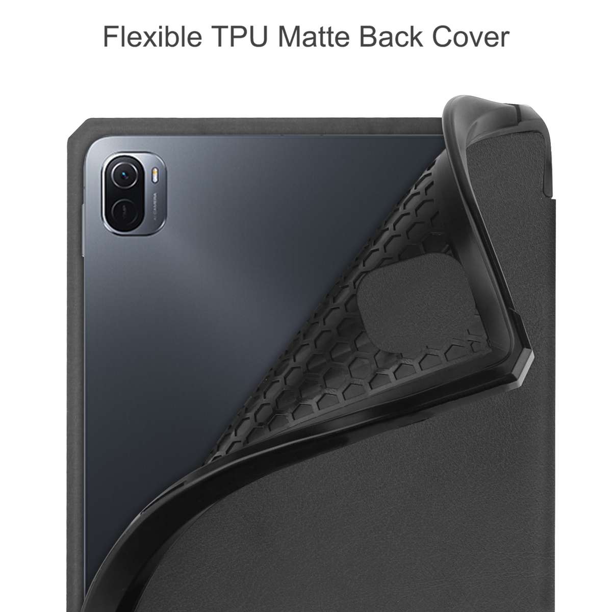 For Xiaomi Pad 5 / 5 Pro Custer Texture Horizontal Flip Leather Case with Three-foldin ... (Black)