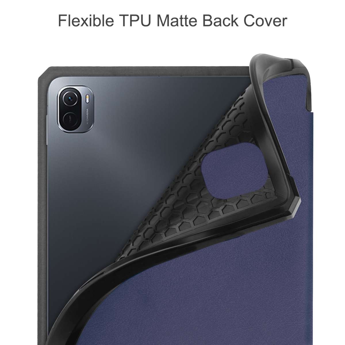 For Xiaomi Pad 5 / 5 Pro Custer Texture Horizontal Flip Leather Case with Three-folding ... (Blue)