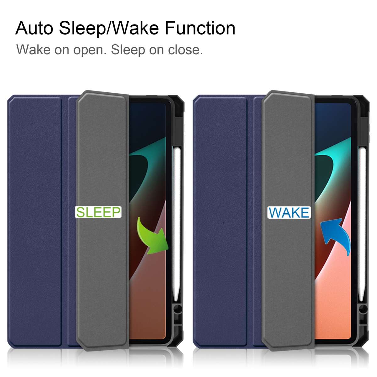 For Xiaomi Pad 5 / 5 Pro Custer Texture Horizontal Flip Leather Case with Three-folding ... (Blue)