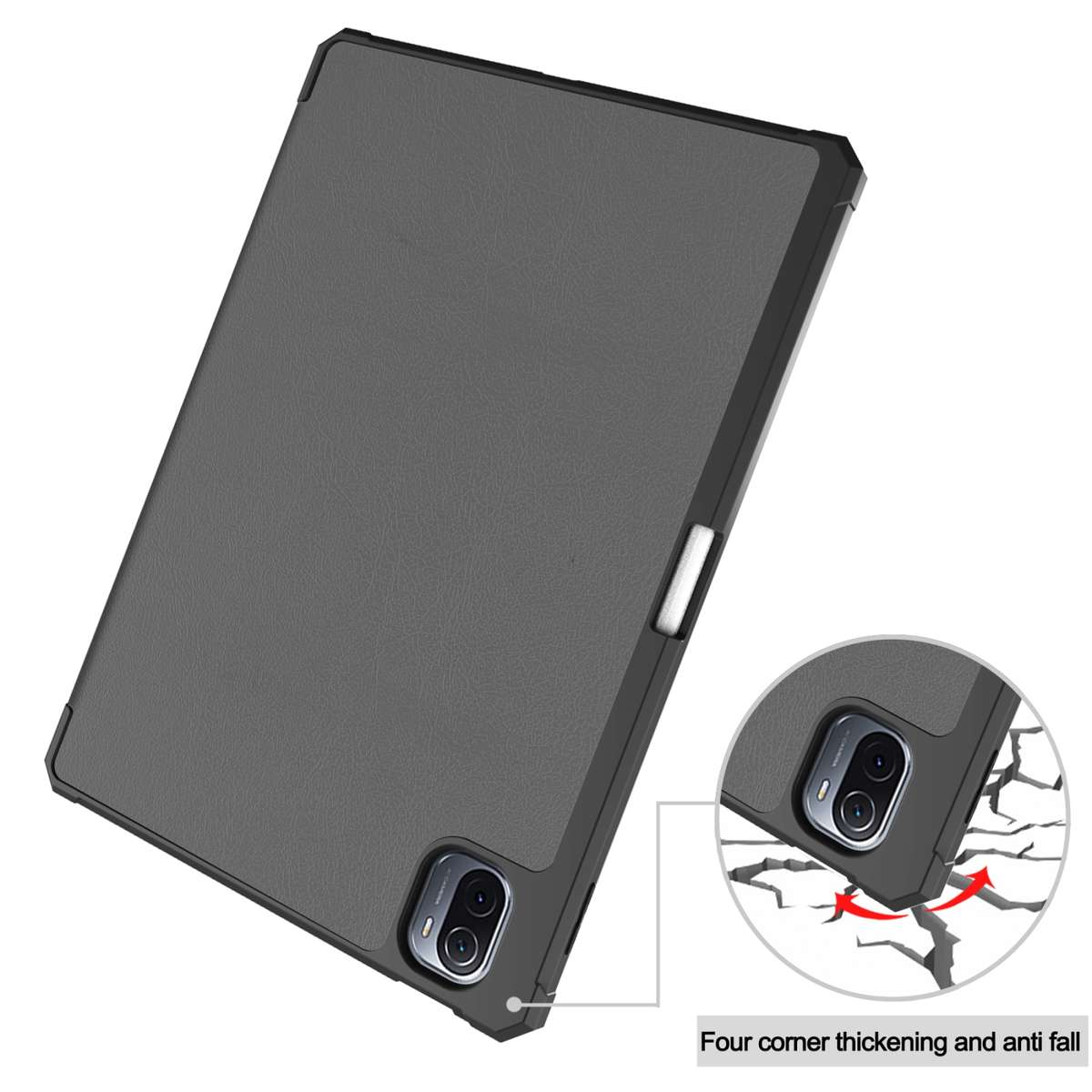 For Xiaomi Pad 5 / 5 Pro Custer Texture Horizontal Flip Leather Case with Three-folding ... (Grey)