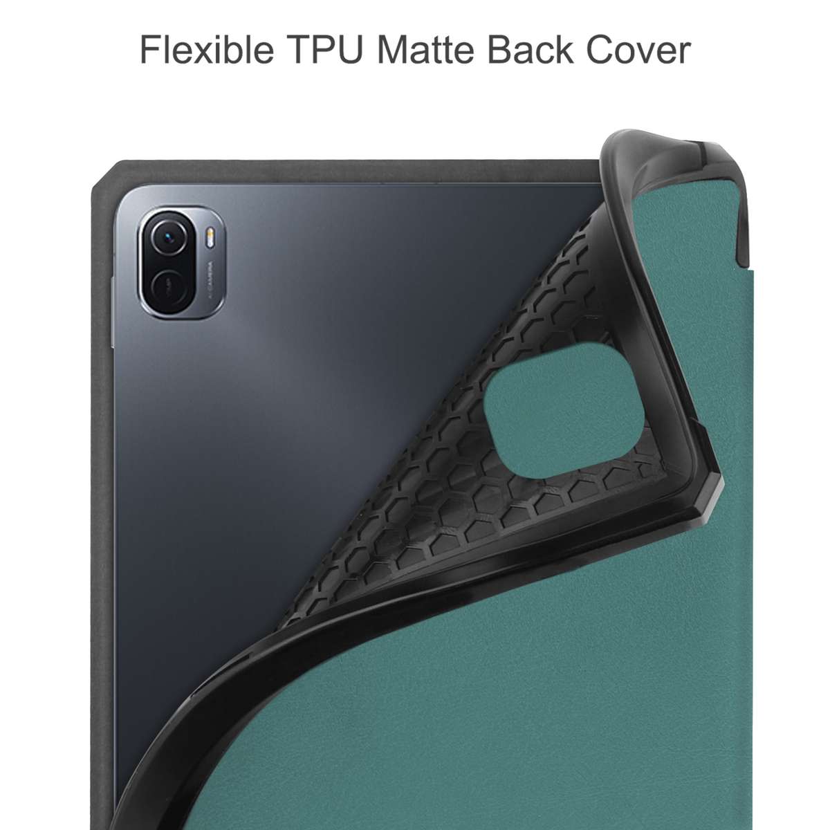 For Xiaomi Pad 5 / 5 Pro Custer Texture Horizontal Flip Leather Case with Three-f ... (Dark Green)