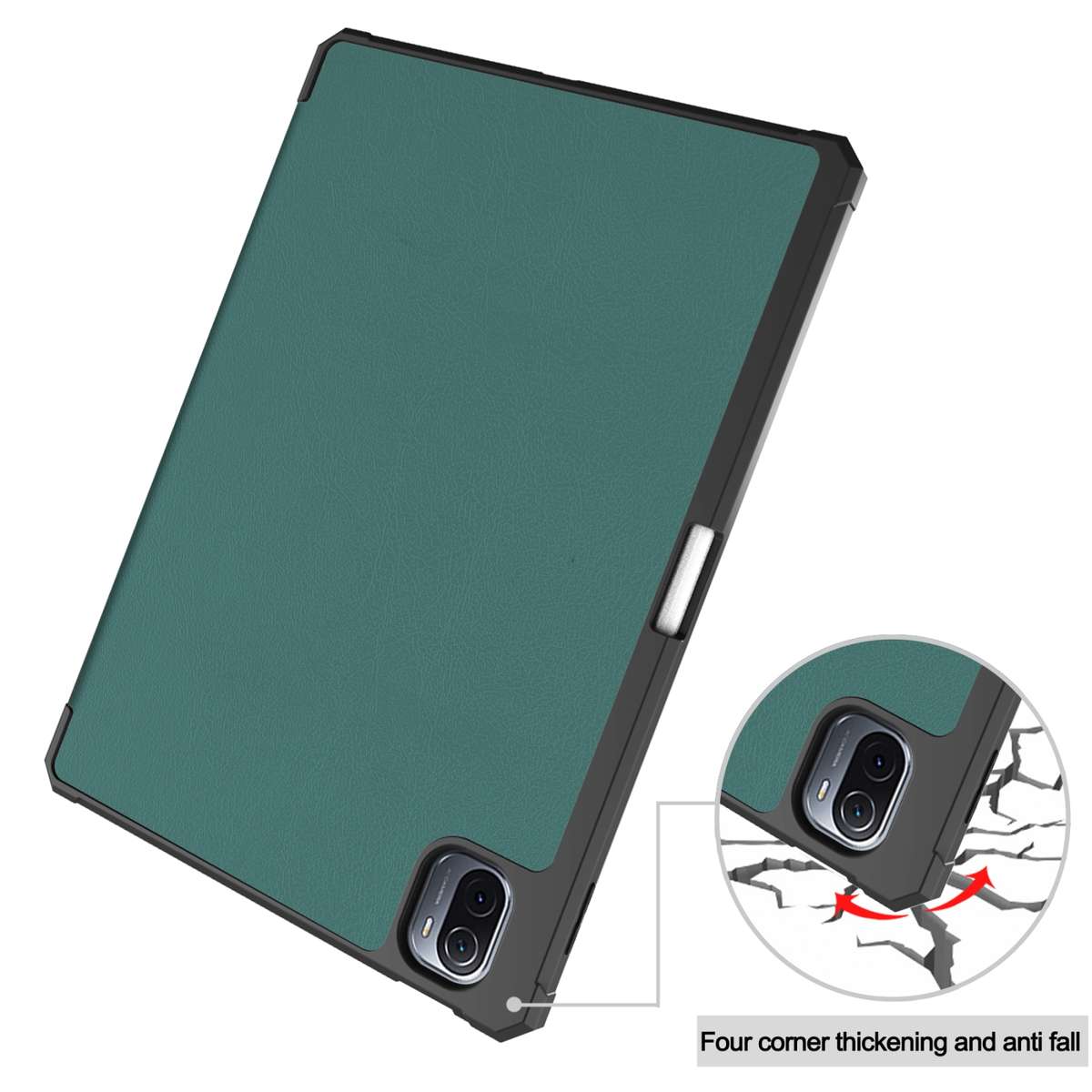 For Xiaomi Pad 5 / 5 Pro Custer Texture Horizontal Flip Leather Case with Three-f ... (Dark Green)