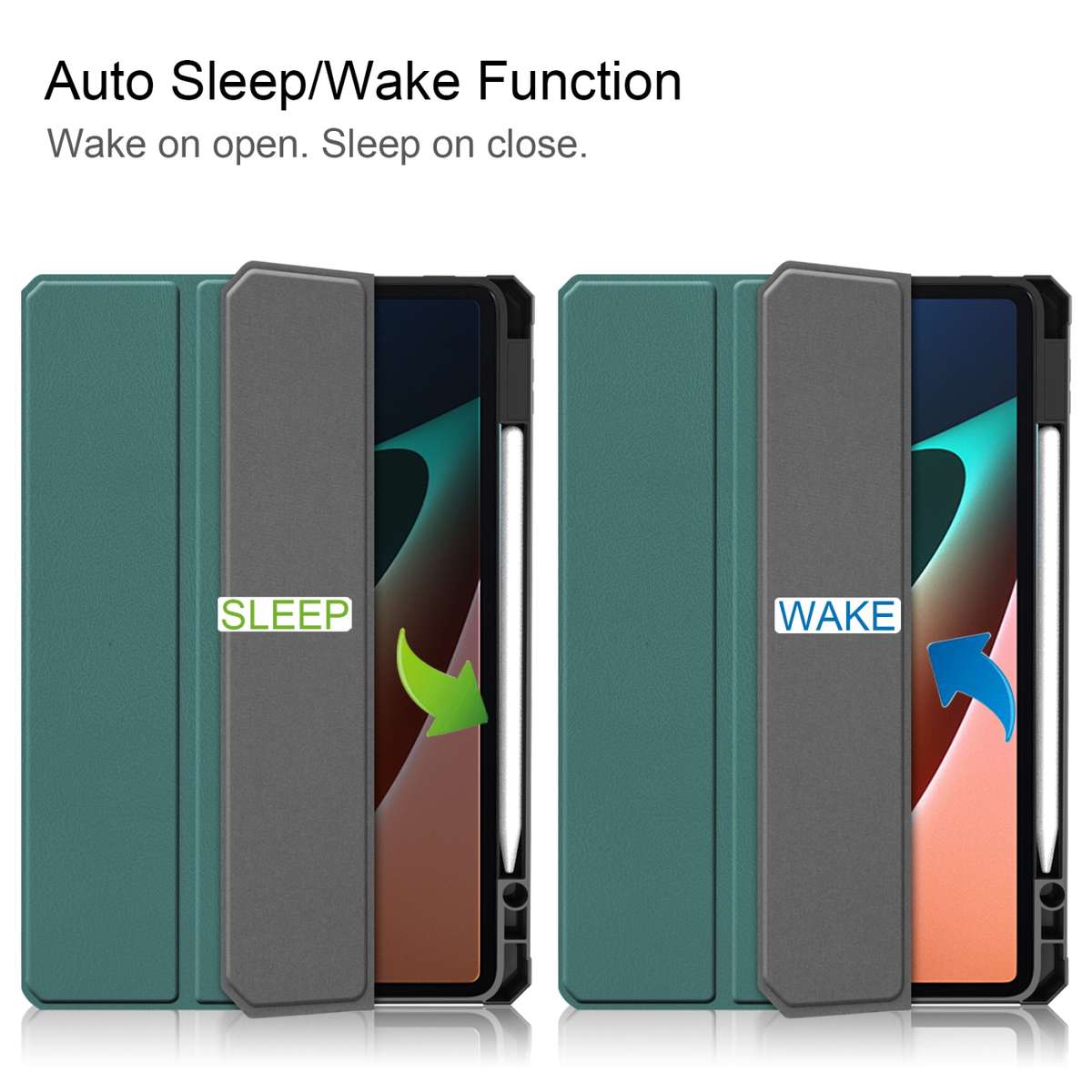 For Xiaomi Pad 5 / 5 Pro Custer Texture Horizontal Flip Leather Case with Three-f ... (Dark Green)