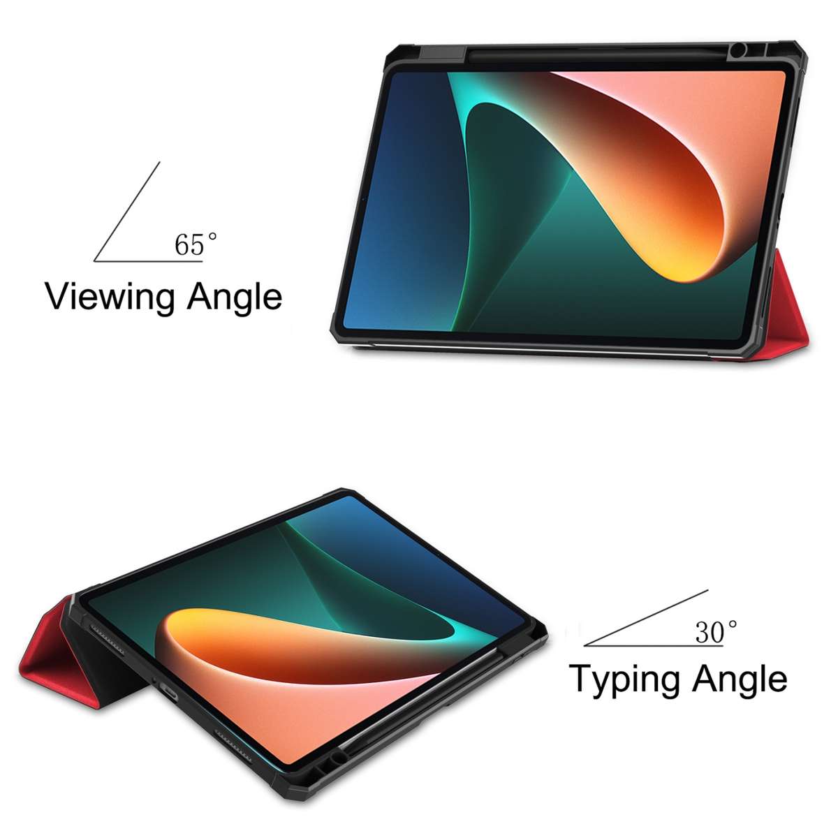 For Xiaomi Pad 5 / 5 Pro Custer Texture Horizontal Flip Leather Case with Three-folding ... (Red)