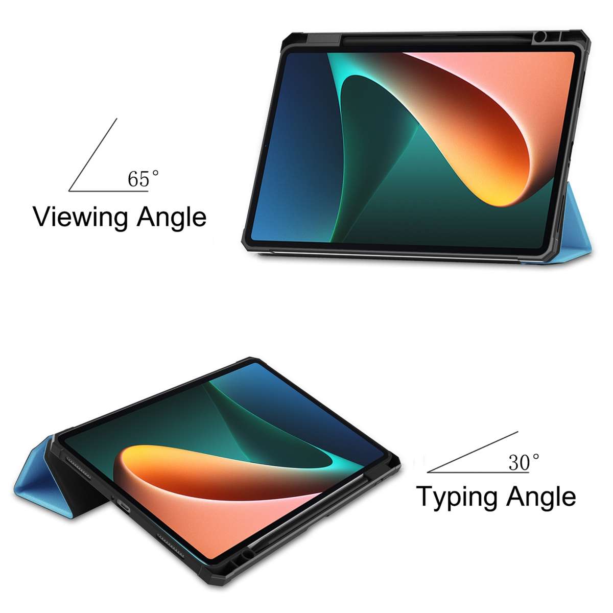 For Xiaomi Pad 5 / 5 Pro Custer Texture Horizontal Flip Leather Case with Three-fol ... (Sky Blue)