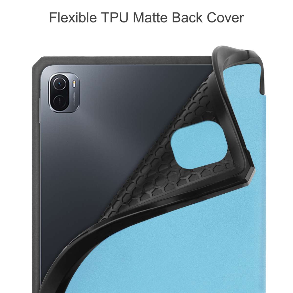For Xiaomi Pad 5 / 5 Pro Custer Texture Horizontal Flip Leather Case with Three-fol ... (Sky Blue)