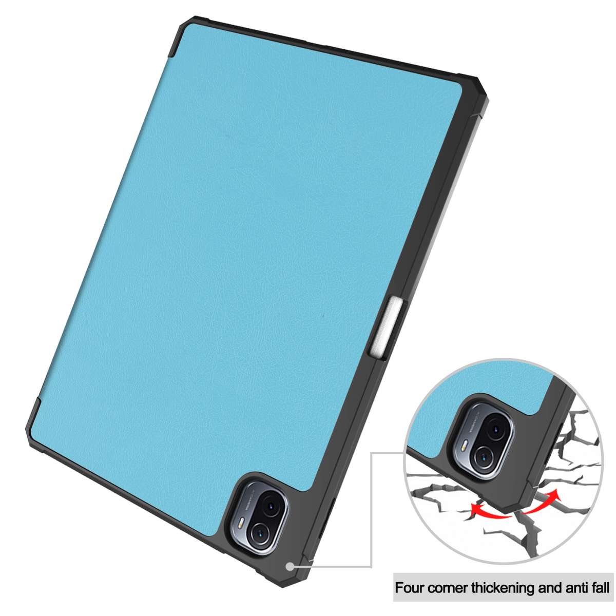 For Xiaomi Pad 5 / 5 Pro Custer Texture Horizontal Flip Leather Case with Three-fol ... (Sky Blue)