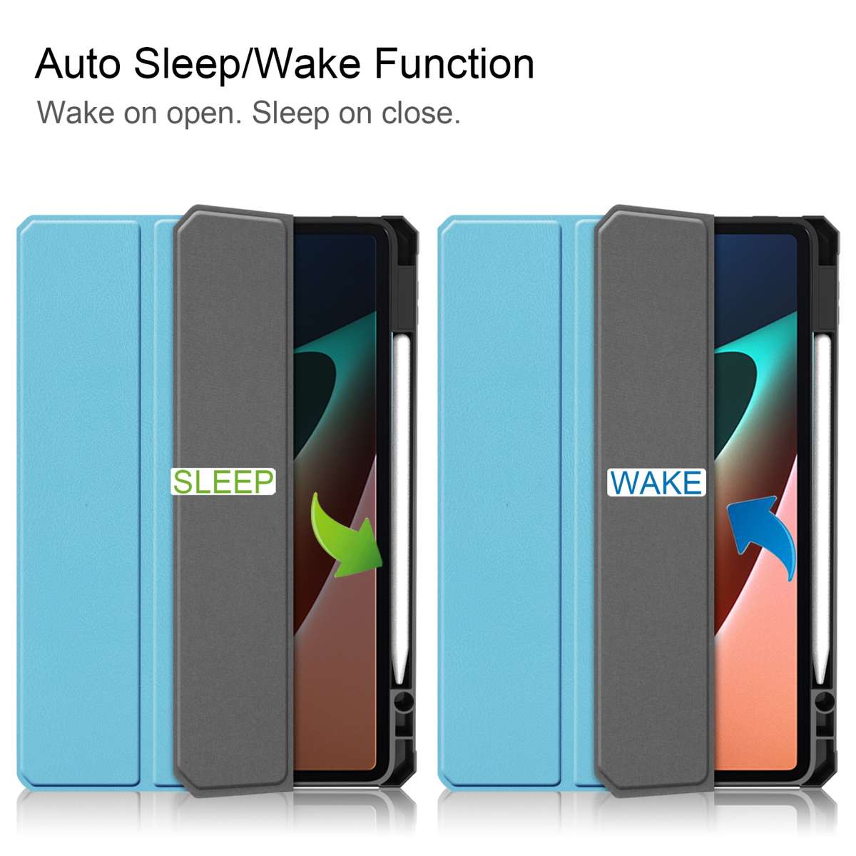 For Xiaomi Pad 5 / 5 Pro Custer Texture Horizontal Flip Leather Case with Three-fol ... (Sky Blue)