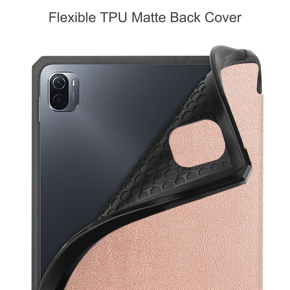 For Xiaomi Pad 5 / 5 Pro Custer Texture Horizontal Flip Leather Case with Three-fo ... (Rose Gold)