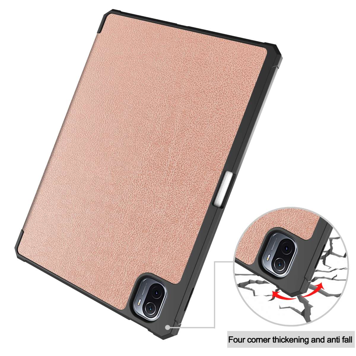 For Xiaomi Pad 5 / 5 Pro Custer Texture Horizontal Flip Leather Case with Three-fo ... (Rose Gold)