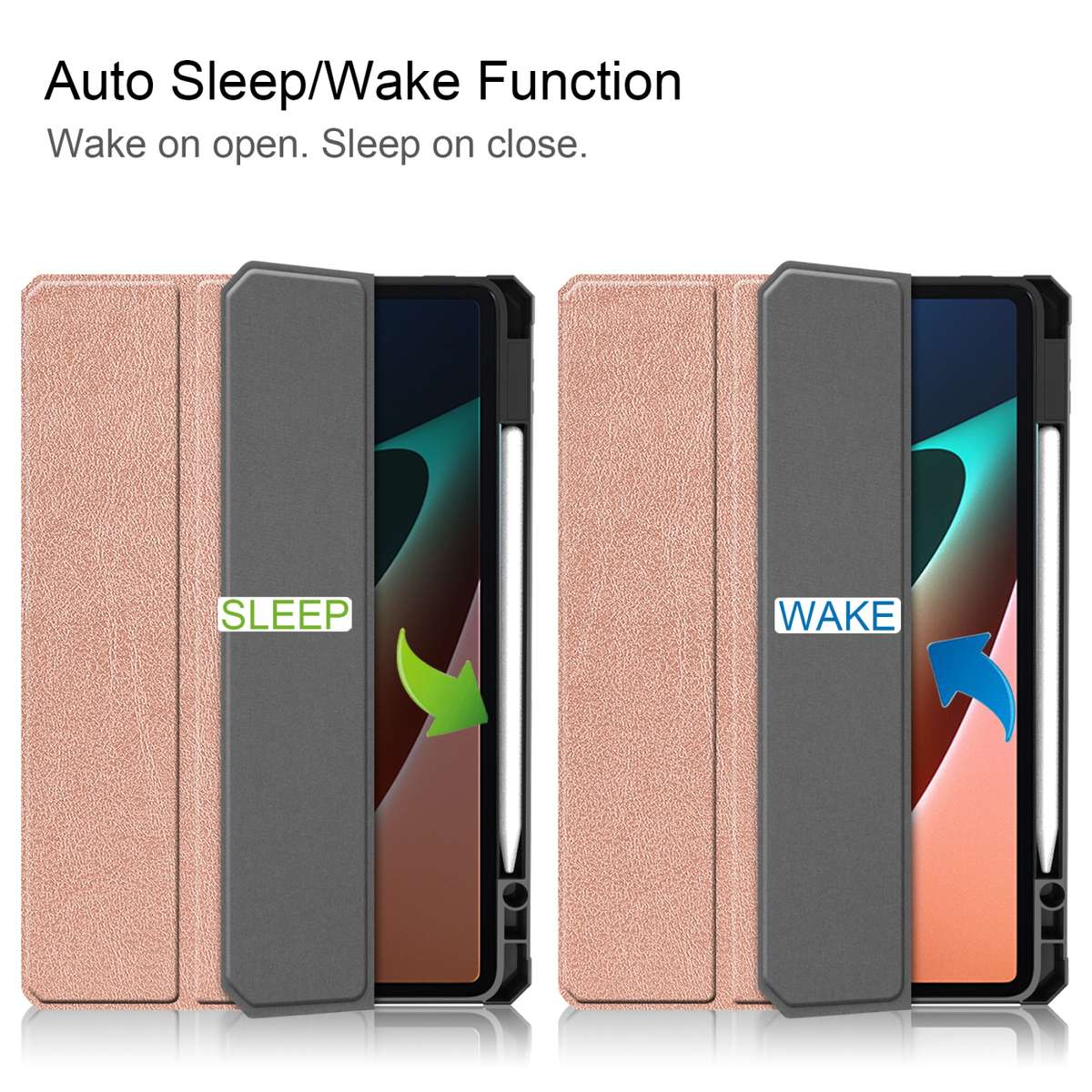 For Xiaomi Pad 5 / 5 Pro Custer Texture Horizontal Flip Leather Case with Three-fo ... (Rose Gold)