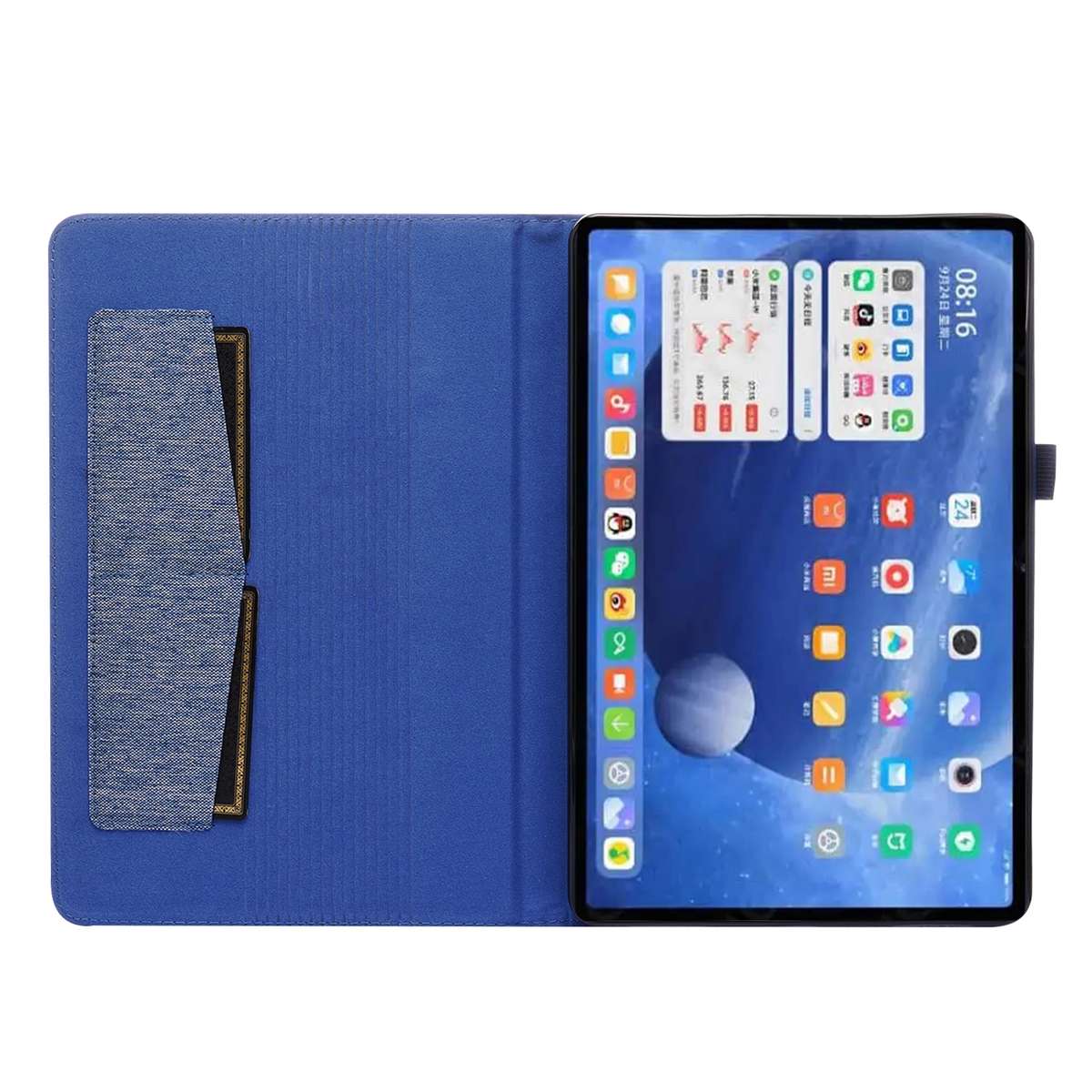 For Xiaomi Pad 5 / 5 Pro Horizontal Flip TPU + Fabric PU Leather Protective Case w ... (Dark Blue)