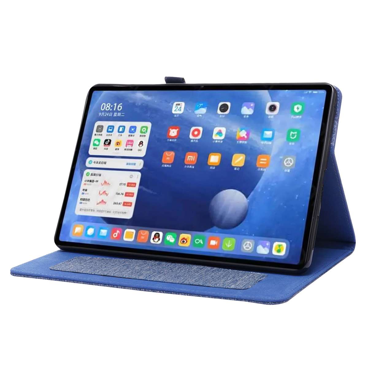 For Xiaomi Pad 5 / 5 Pro Horizontal Flip TPU + Fabric PU Leather Protective Case w ... (Dark Blue)