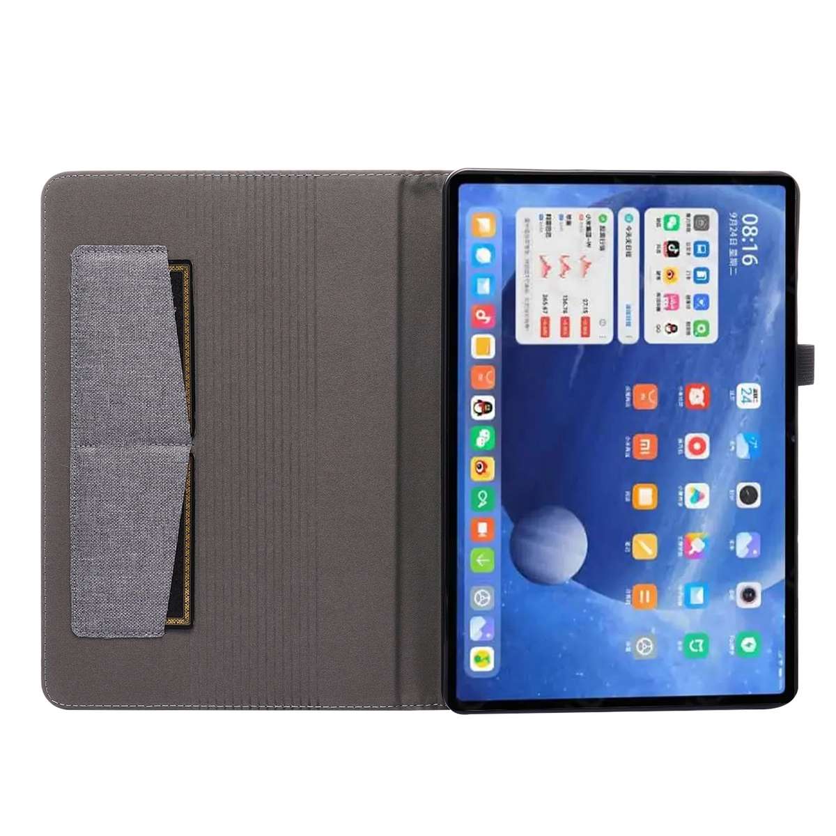 For Xiaomi Pad 5 / 5 Pro Horizontal Flip TPU + Fabric PU Leather Protective Case with N ... (Grey)