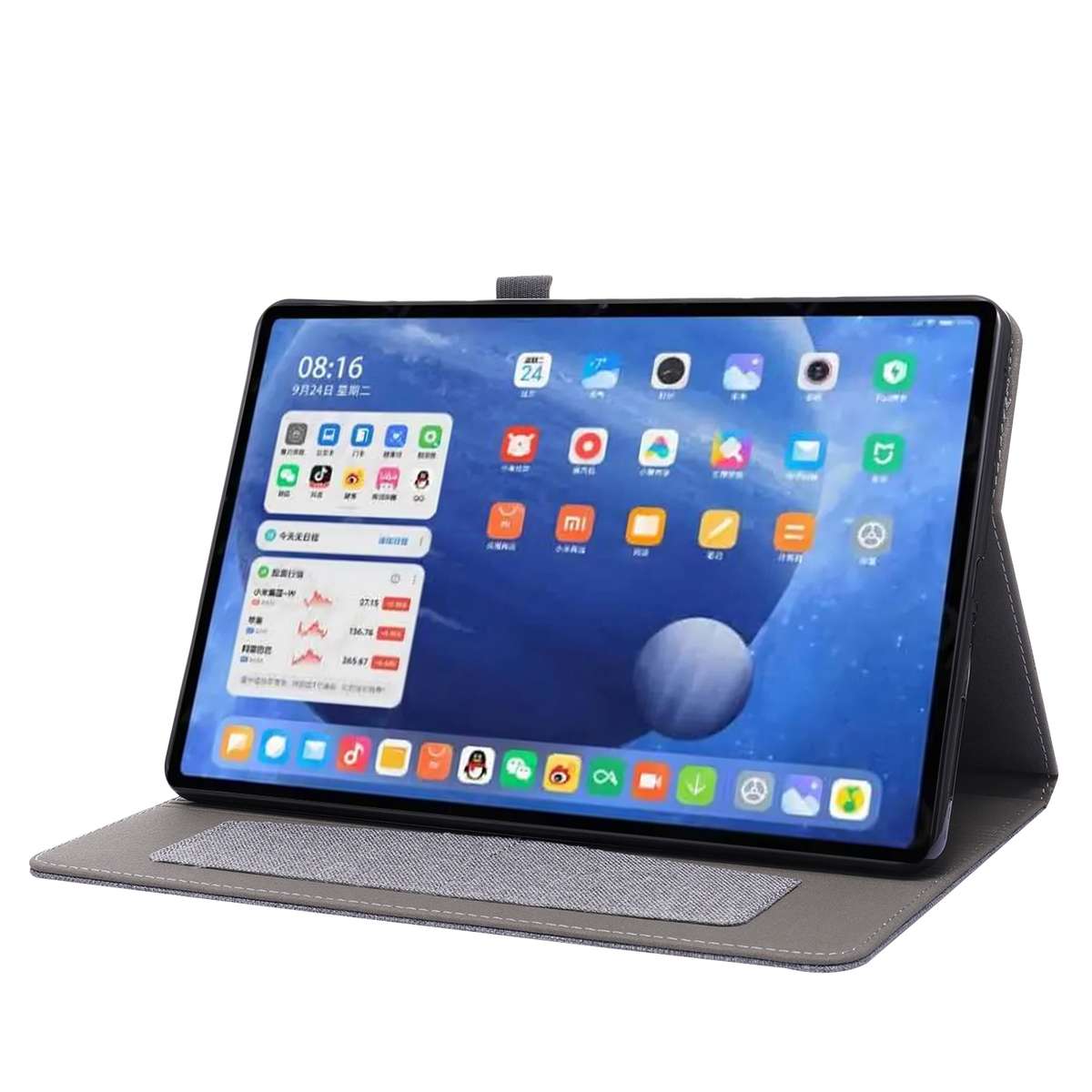 For Xiaomi Pad 5 / 5 Pro Horizontal Flip TPU + Fabric PU Leather Protective Case with N ... (Grey)