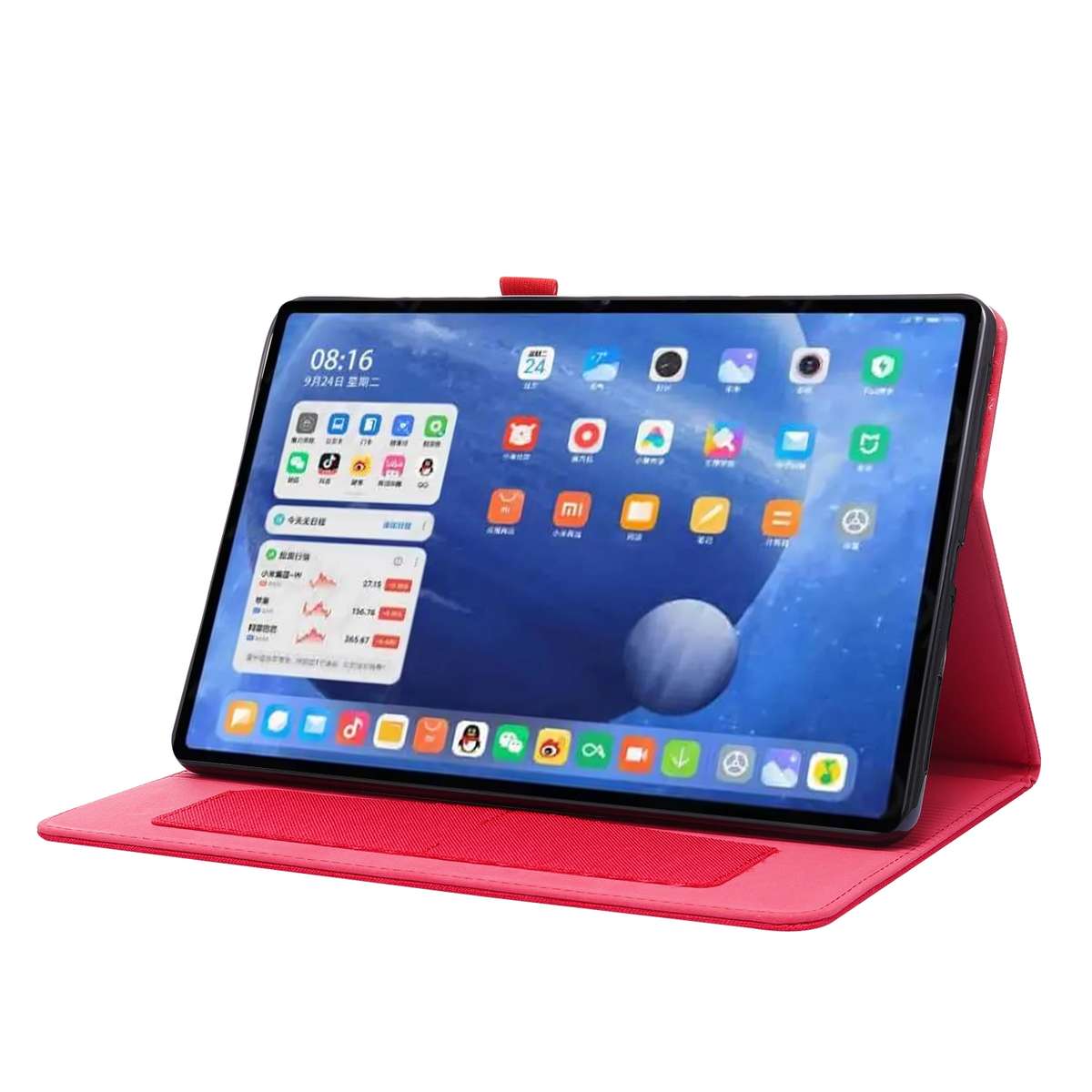 For Xiaomi Pad 5 / 5 Pro Horizontal Flip TPU + Fabric PU Leather Protective Case with Na ... (Red)