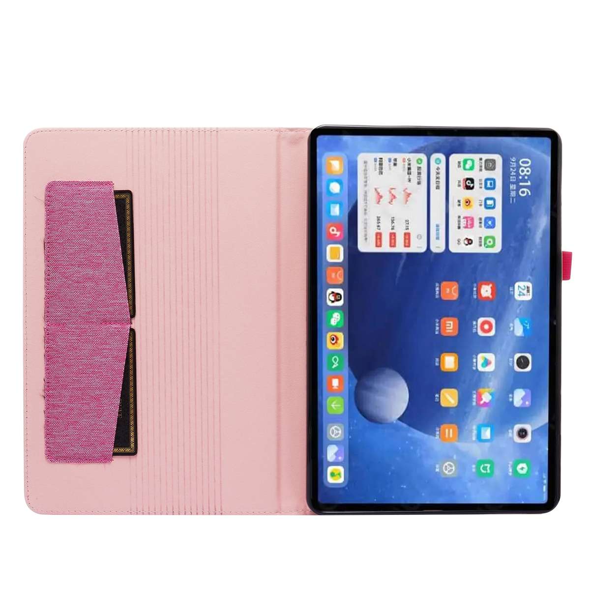 For Xiaomi Pad 5 / 5 Pro Horizontal Flip TPU + Fabric PU Leather Protective Case wi ... (Rose Red)