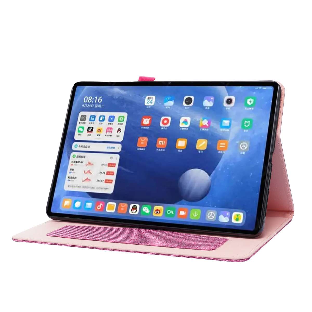 For Xiaomi Pad 5 / 5 Pro Horizontal Flip TPU + Fabric PU Leather Protective Case wi ... (Rose Red)