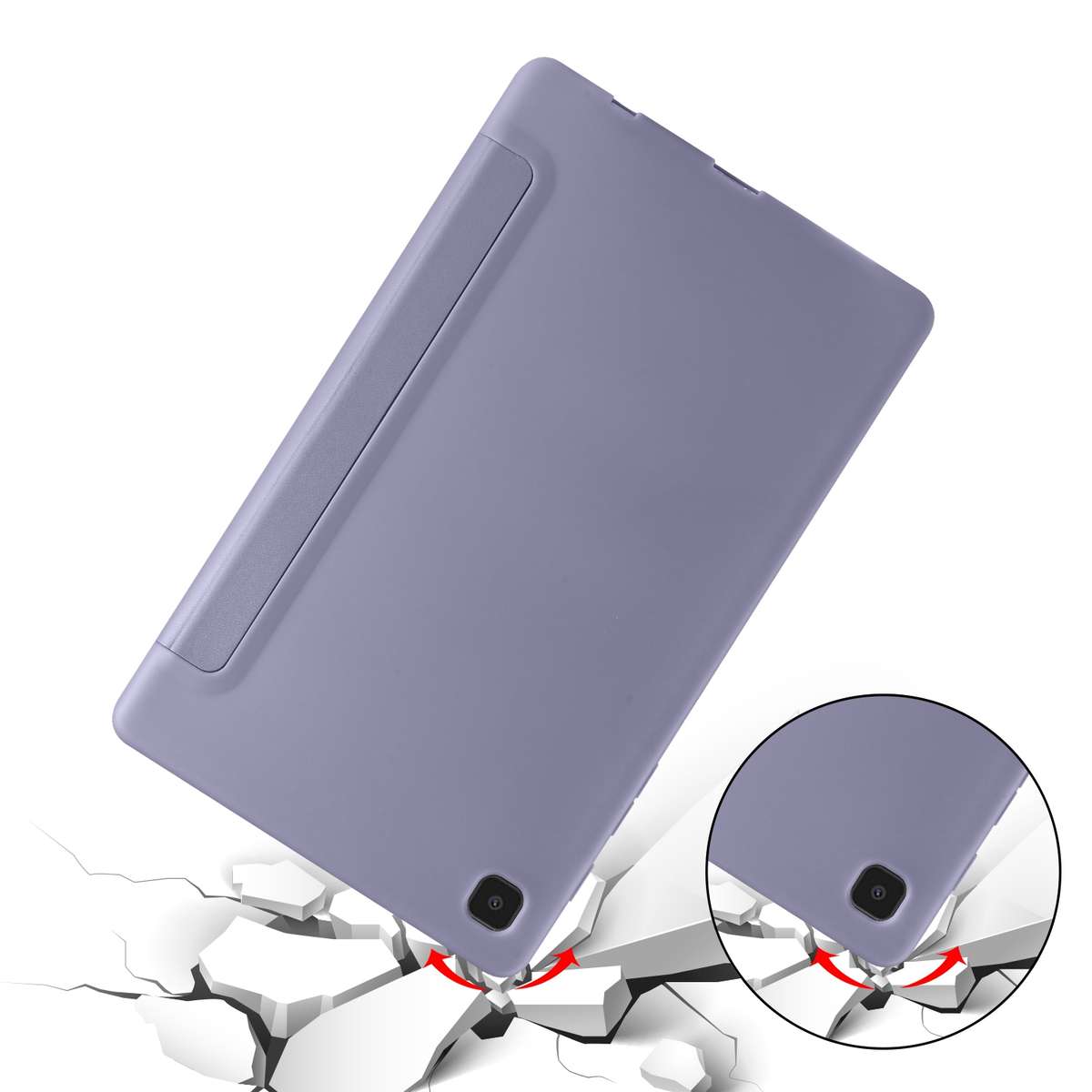 For Samsung Galaxy Tab A7 Lite T225 3-folding Horizontal Flip Honeycomb TPU Shockproo ... (Purple)