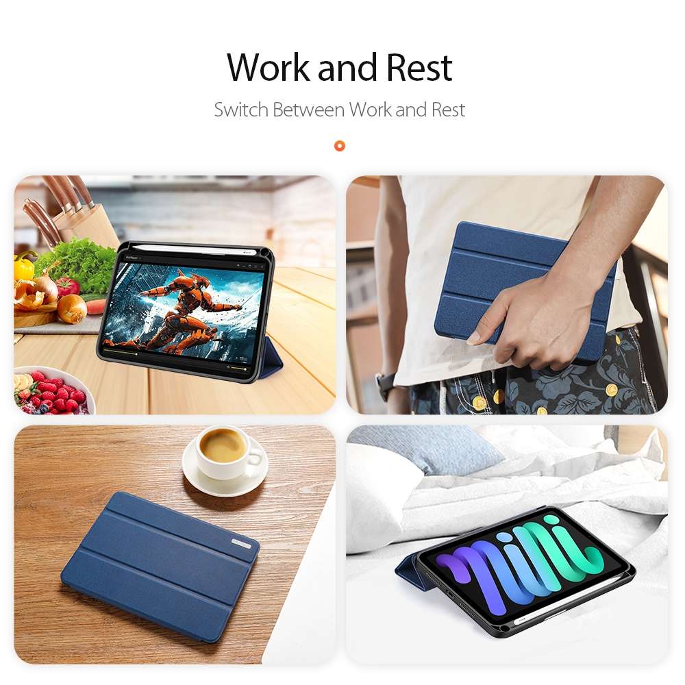 For iPad mini 7 / mini 6 DUX DUCIS Domo Series Horizontal Flip Magnetic TPU + PU Leathe ... (Blue)
