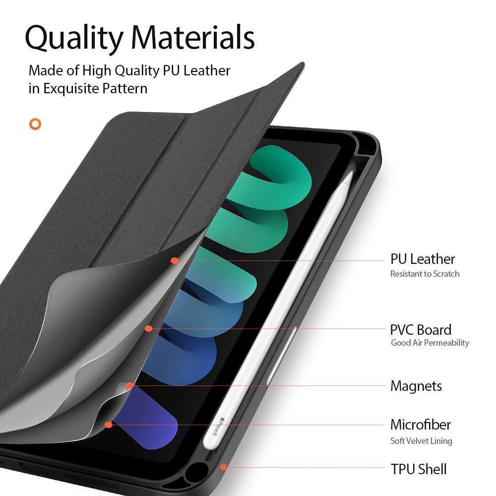 For iPad mini 7 / mini 6 DUX DUCIS Domo Series Horizontal Flip Magnetic TPU + PU Leath ... (Black)