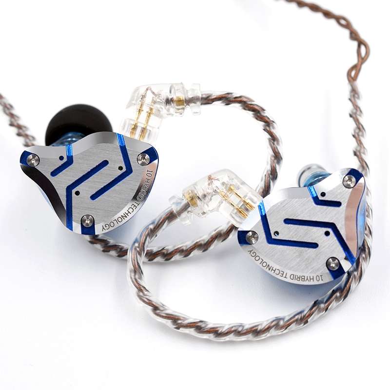 KZ ZS10 Pro 10-unit Ring Iron Gaming In-ear Wired Earphone, Mic Version(Streamer Blue)