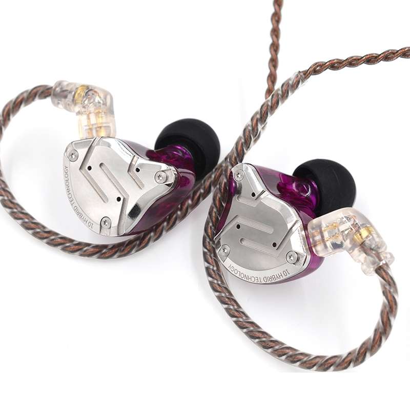 KZ ZS10 Pro 10-unit Ring Iron Gaming In-ear Wired Earphone, Mic Version(Purple)