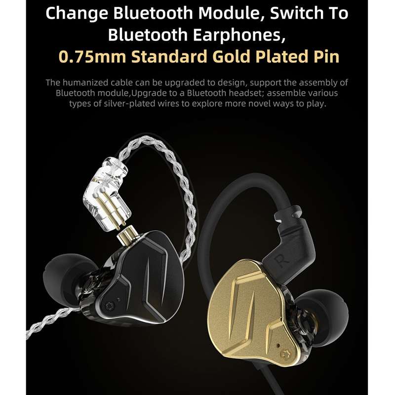 KZ ZSN Pro X Ring Iron Hybrid Drive Metal In-ear Wired Earphone, Mic Version(Black)