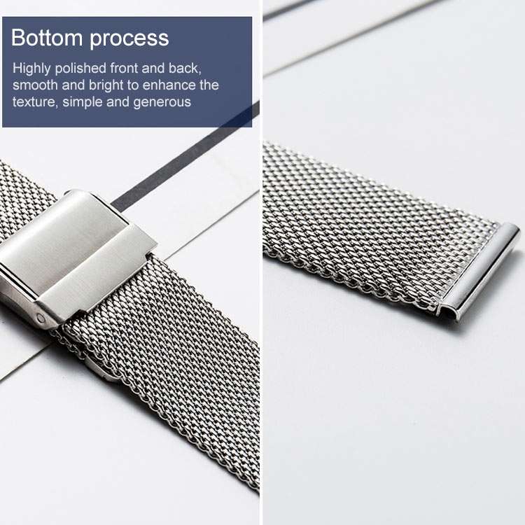 16mm 304 Stainless Steel Double Buckles Watch Band(Silver)