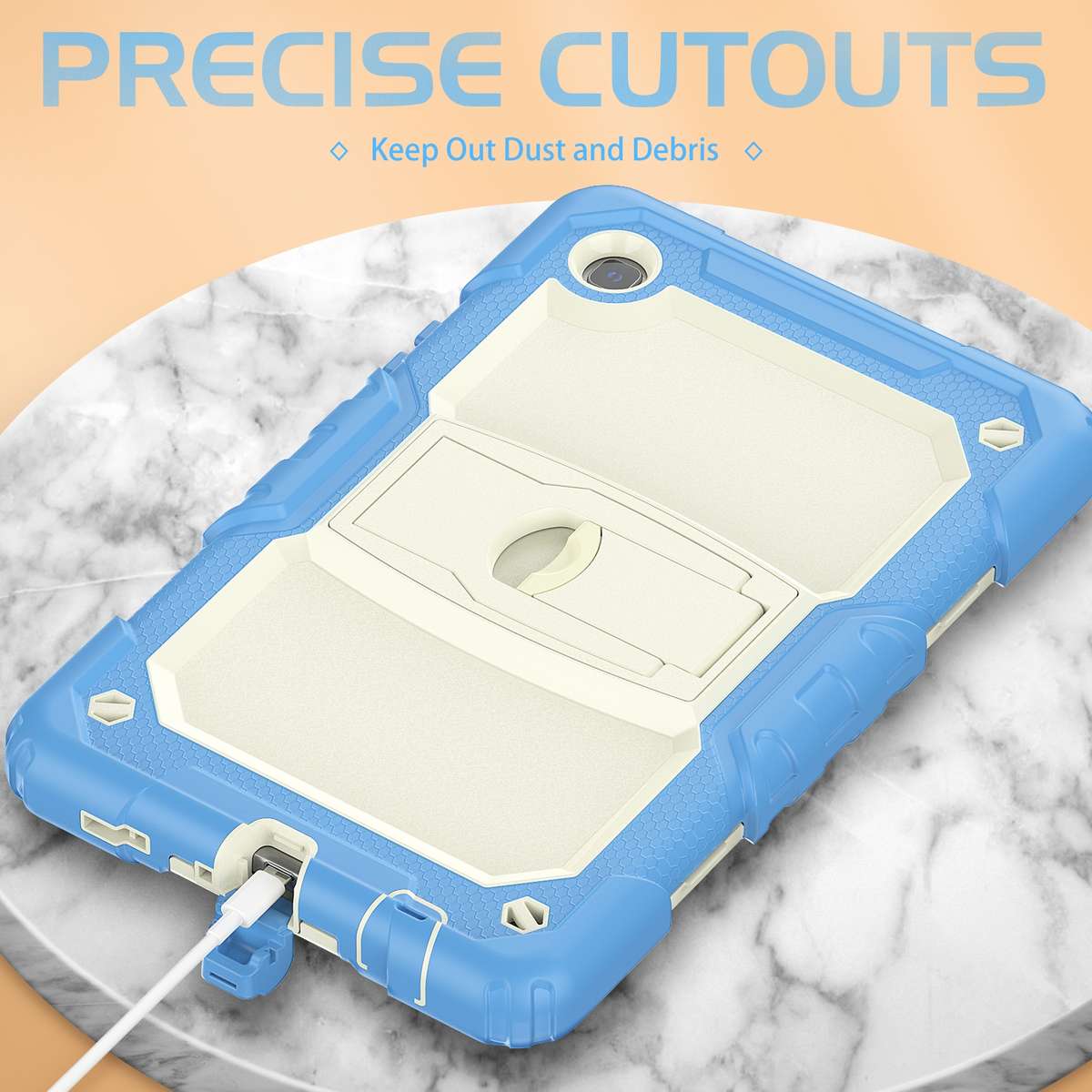Shockproof Colorful Silica Gel + PC Protective Case with Holder & Shoulder Strap F ... (Cyan Blue)