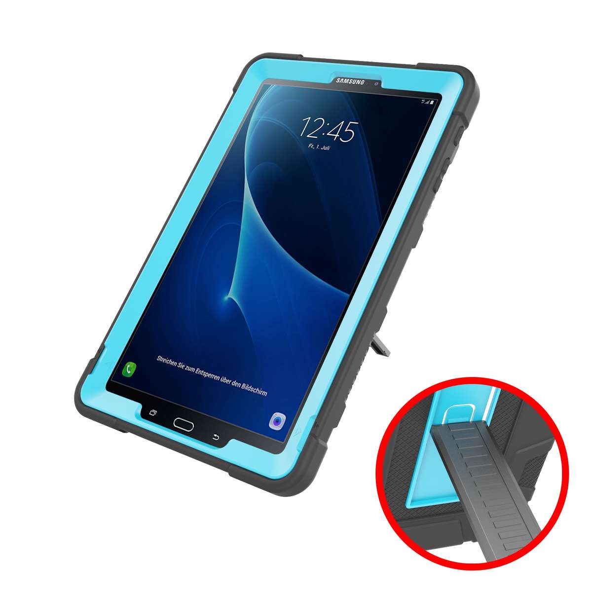 For Samsung Galaxy Tab A 10.1 T580 C5 Four Corners Shockproof Silicone + PC Pro ... (Black + Blue)