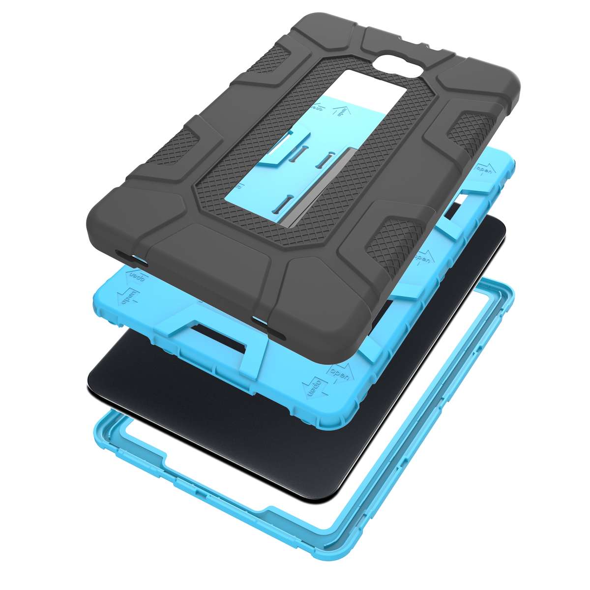 For Samsung Galaxy Tab A 10.1 T580 C5 Four Corners Shockproof Silicone + PC Pro ... (Black + Blue)