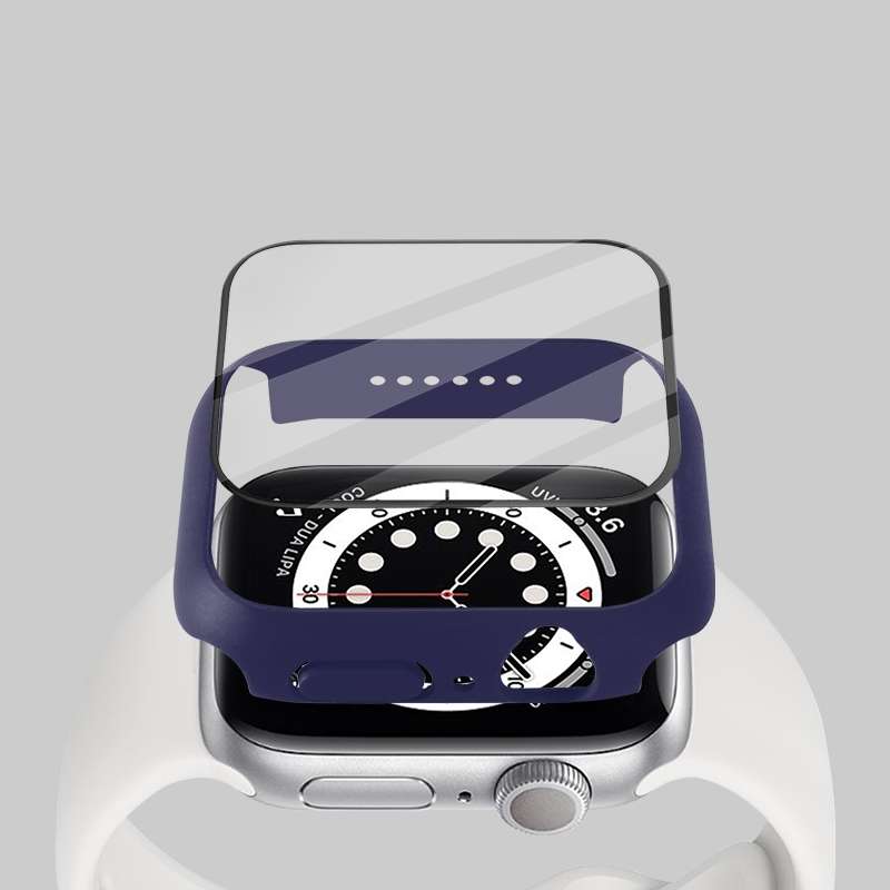 Shockproof PC Protective Case with Tempered Glass Film For Apple Watch Series 9 / 8 ... (Purple)