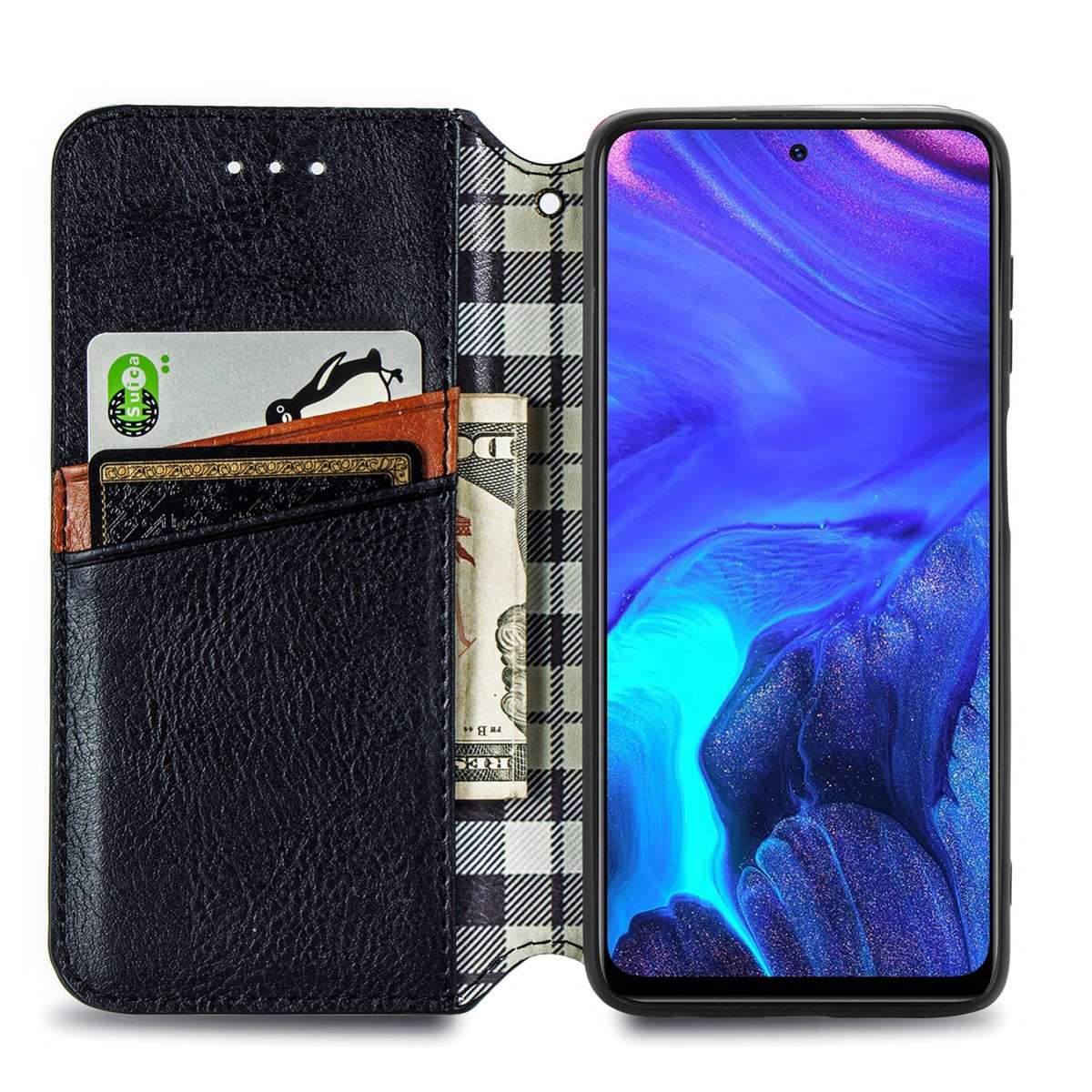 For Infinix Note 10 Pro Cubic Grid Pressed Horizontal Flip Magnetic PU Leather Case with Holder & Ca