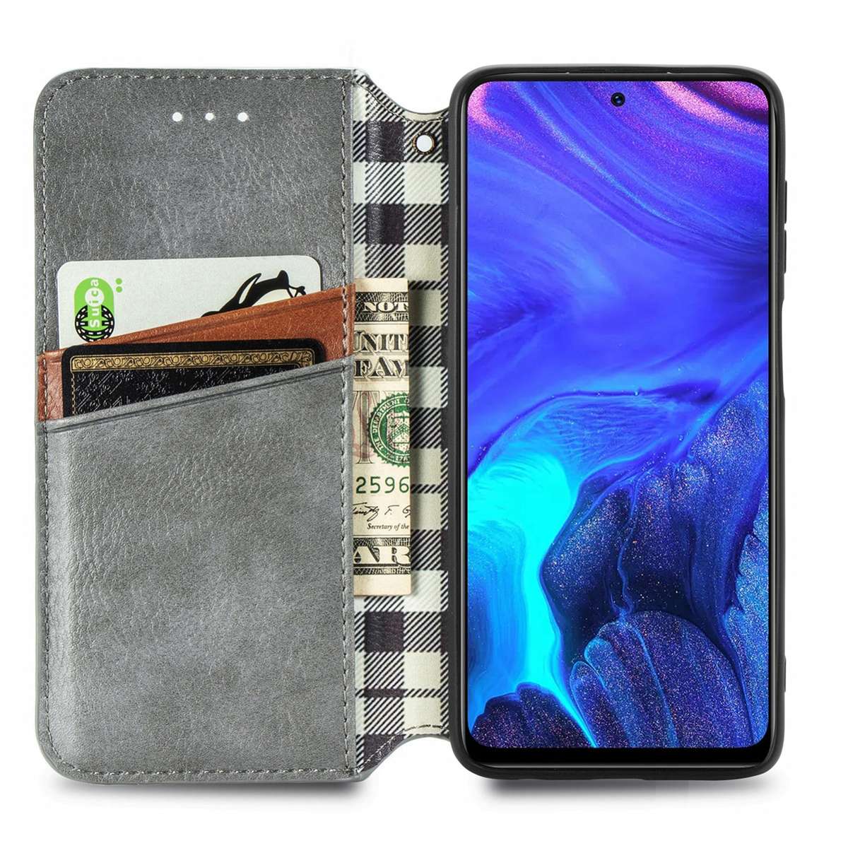 For Infinix Note 10 Pro Cubic Grid Pressed Horizontal Flip Magnetic PU Leather Case with Holder & Ca
