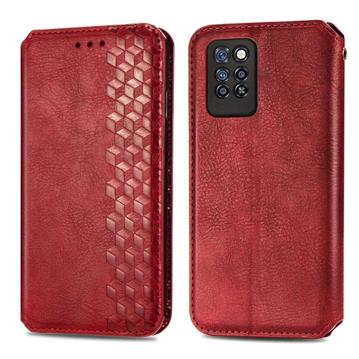 For Infinix Note 10 Pro Cubic Grid Pressed Horizontal Flip Magnetic PU Leather Case with Holder & Ca