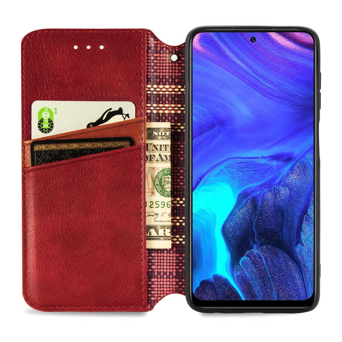 For Infinix Note 10 Pro Cubic Grid Pressed Horizontal Flip Magnetic PU Leather Case with Holder & Ca