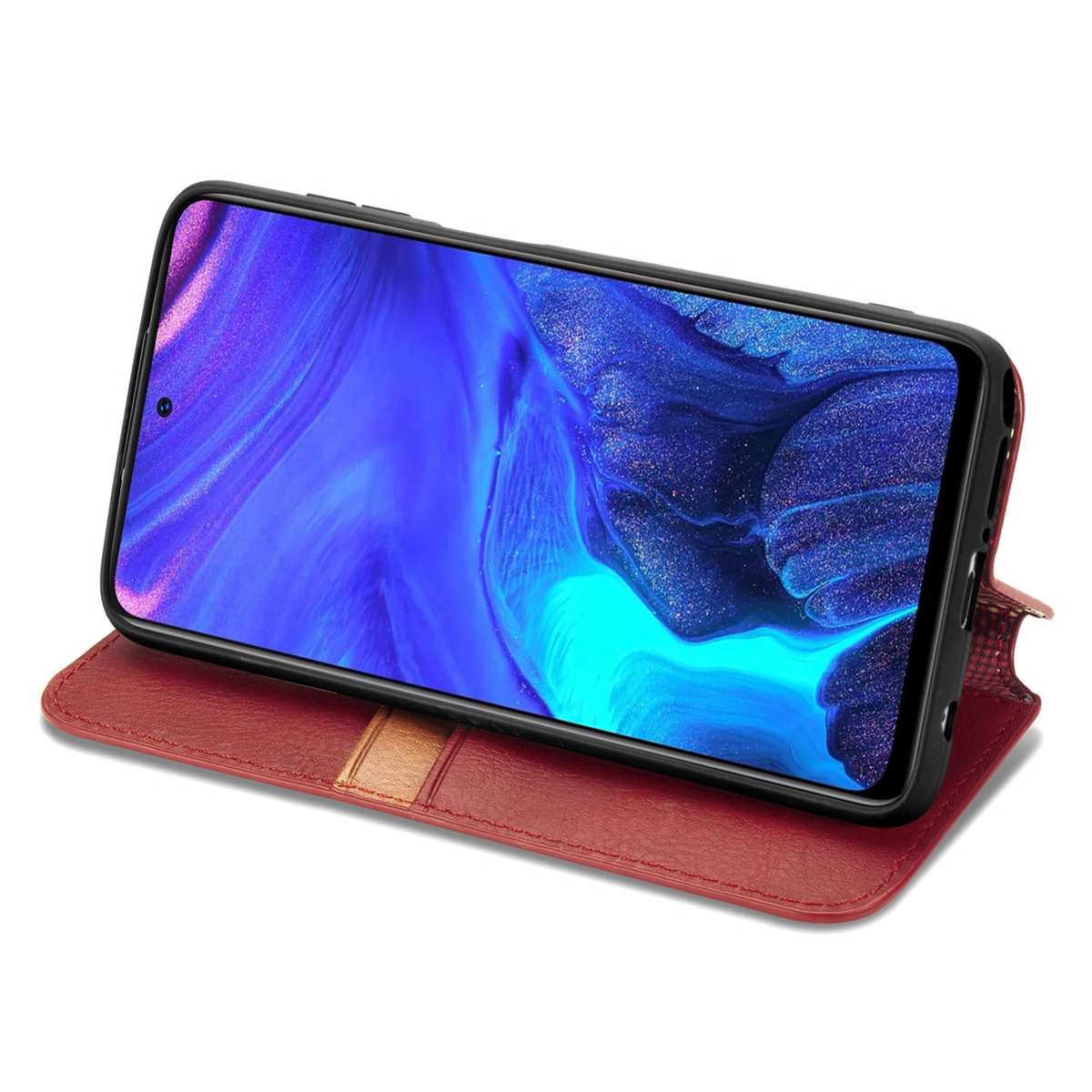 For Infinix Note 10 Pro Cubic Grid Pressed Horizontal Flip Magnetic PU Leather Case with Holder & Ca