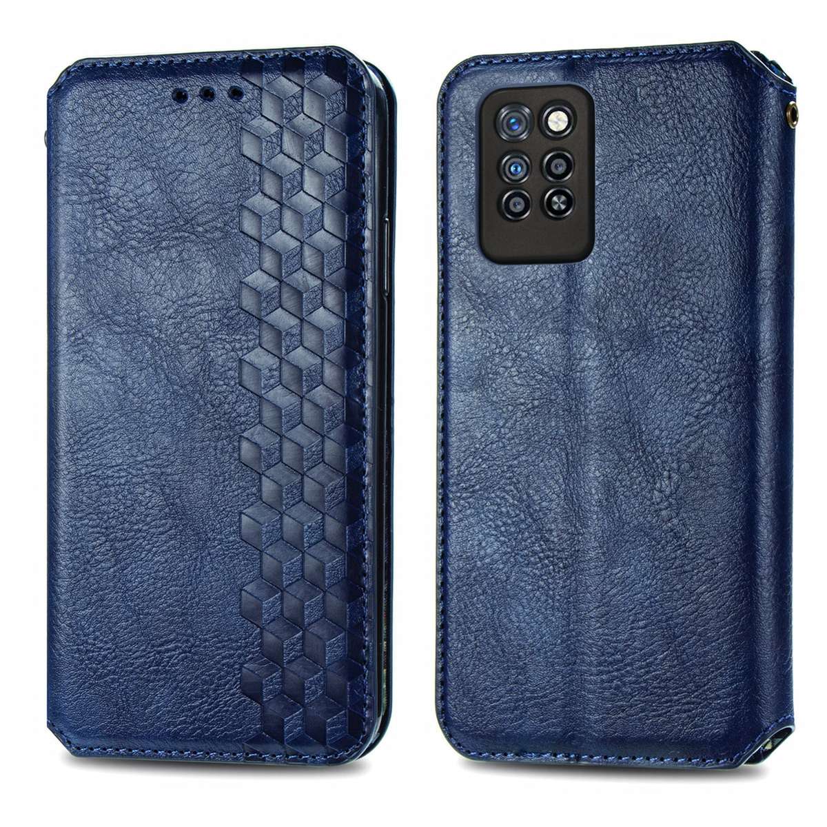 For Infinix Note 10 Pro Cubic Grid Pressed Horizontal Flip Magnetic PU Leather Case with Holder & Ca