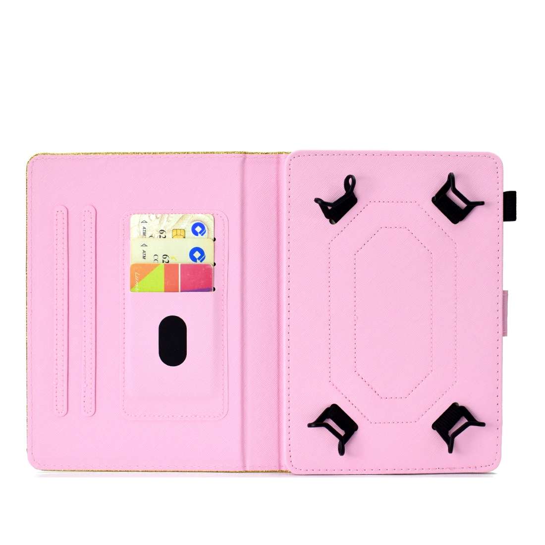 For 10 inch Tablet Varnish Glitter Powder Horizontal Flip Leather Case with Holder ... (Rose Gold)