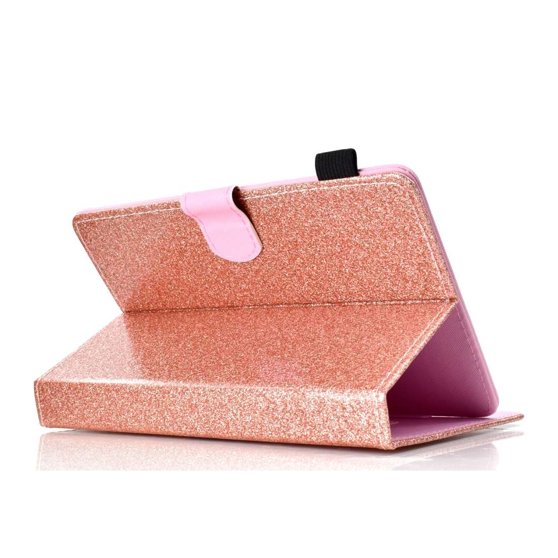 For 10 inch Tablet Varnish Glitter Powder Horizontal Flip Leather Case with Holder ... (Rose Gold)