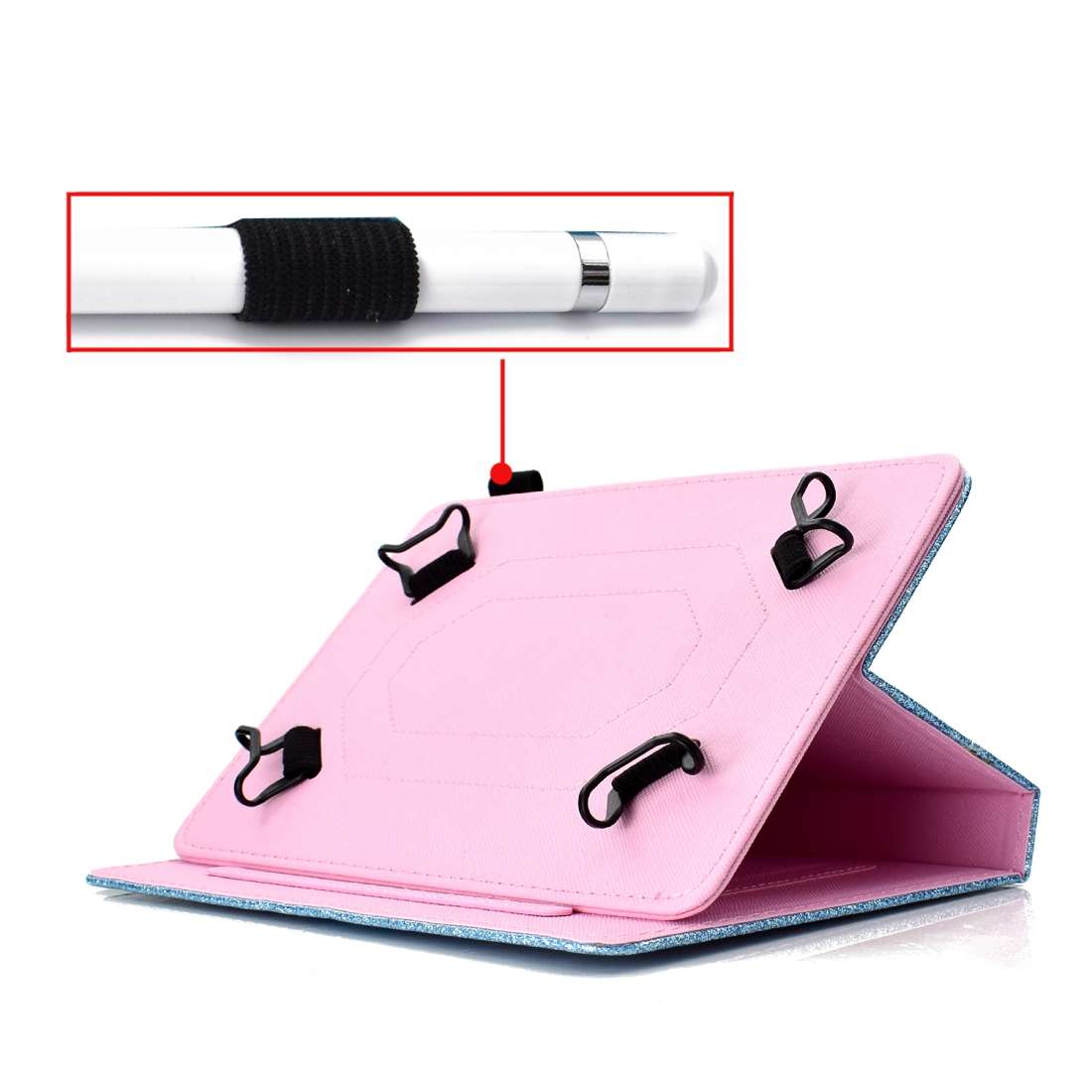 For 10 inch Tablet Varnish Glitter Powder Horizontal Flip Leather Case with Holder ... (Rose Gold)