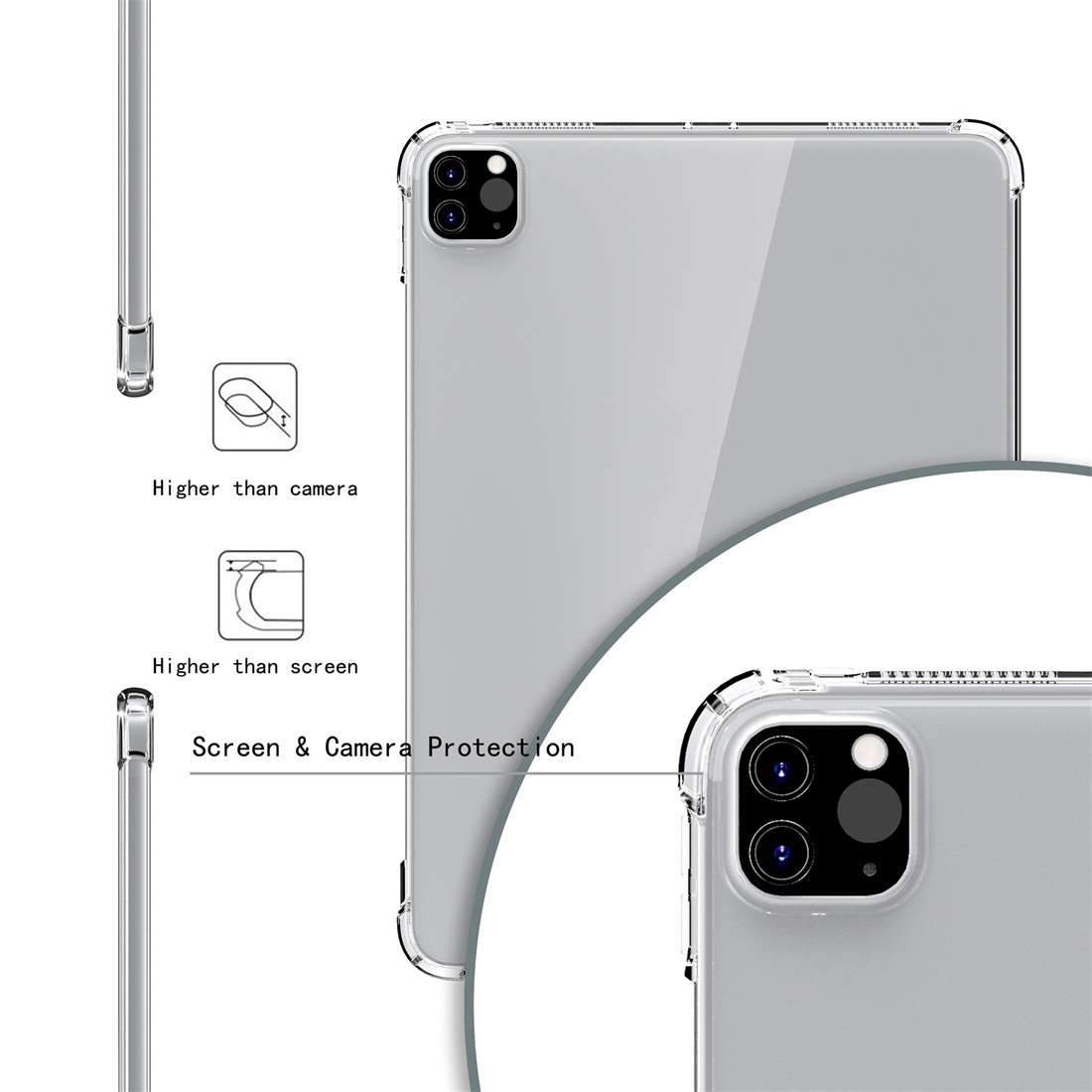 For iPad Pro 12.9 2022 / 2021Shockproof Acrylic Transparent Protective Tablet Case