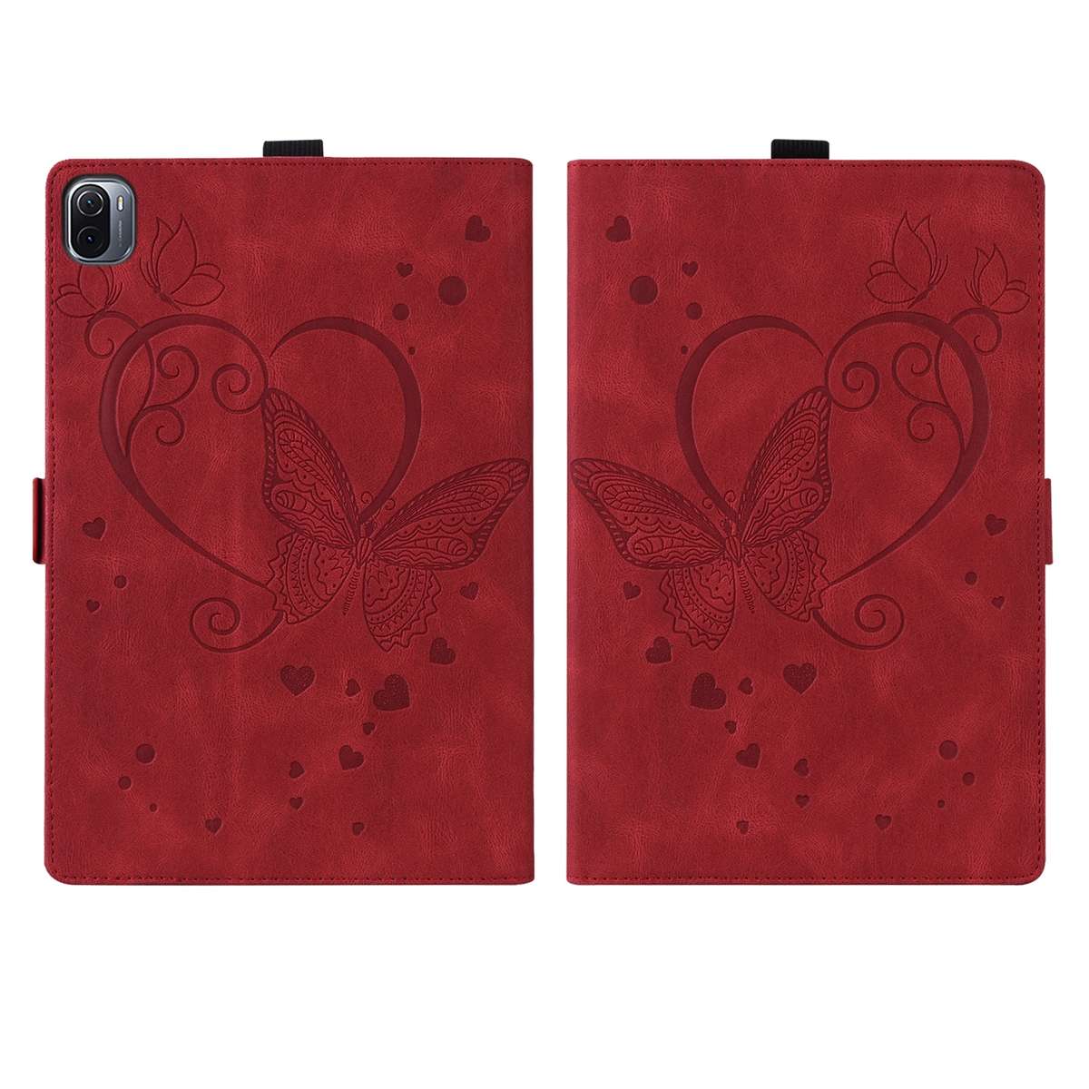 For Xiaomi Pad 5 / Pad 5 Pro Love Butterfly Pattern Horizontal Flip Leather Case with Ho ... (Red)