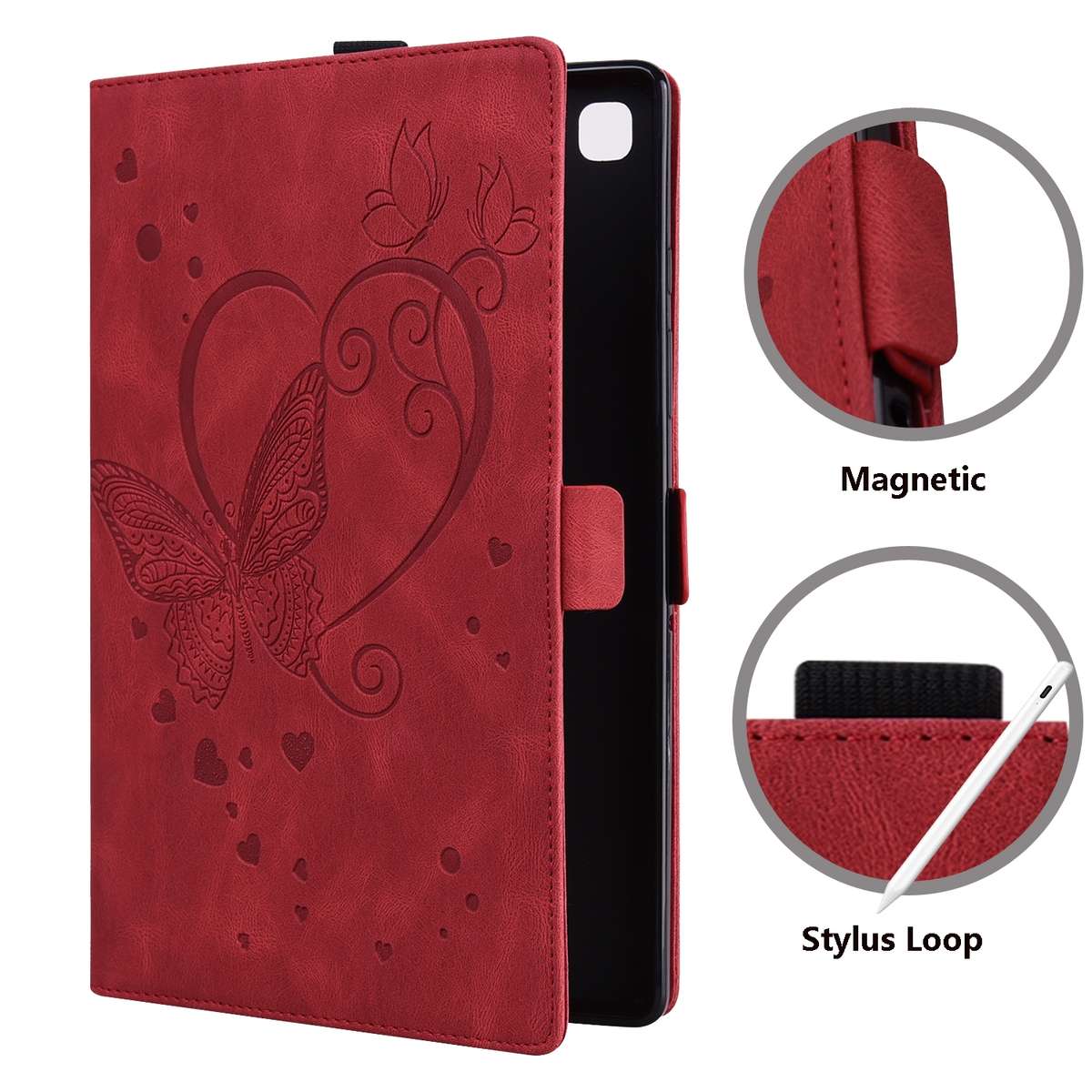 For Xiaomi Pad 5 / Pad 5 Pro Love Butterfly Pattern Horizontal Flip Leather Case with Ho ... (Red)