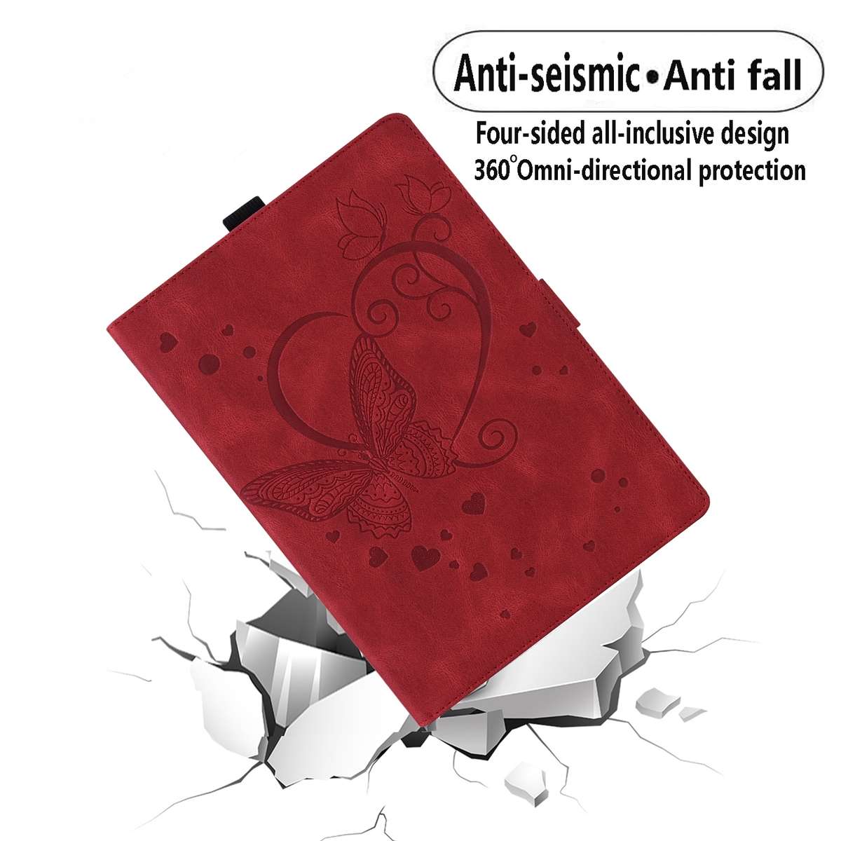 For Xiaomi Pad 5 / Pad 5 Pro Love Butterfly Pattern Horizontal Flip Leather Case with Ho ... (Red)
