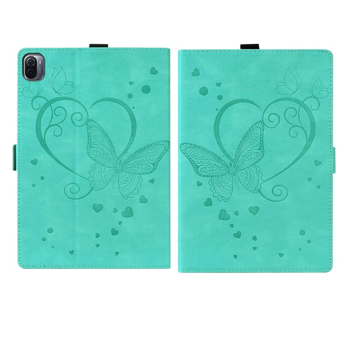 For Xiaomi Pad 5 / Pad 5 Pro Love Butterfly Pattern Horizontal Flip Leather Case ... (Mint Green)