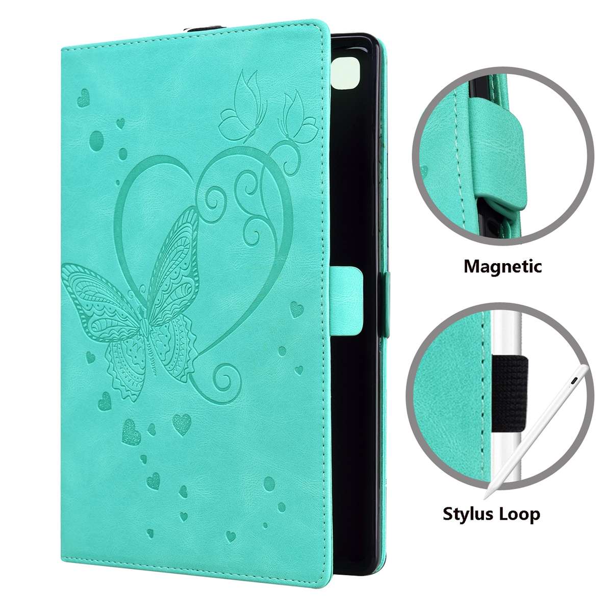 For Xiaomi Pad 5 / Pad 5 Pro Love Butterfly Pattern Horizontal Flip Leather Case ... (Mint Green)