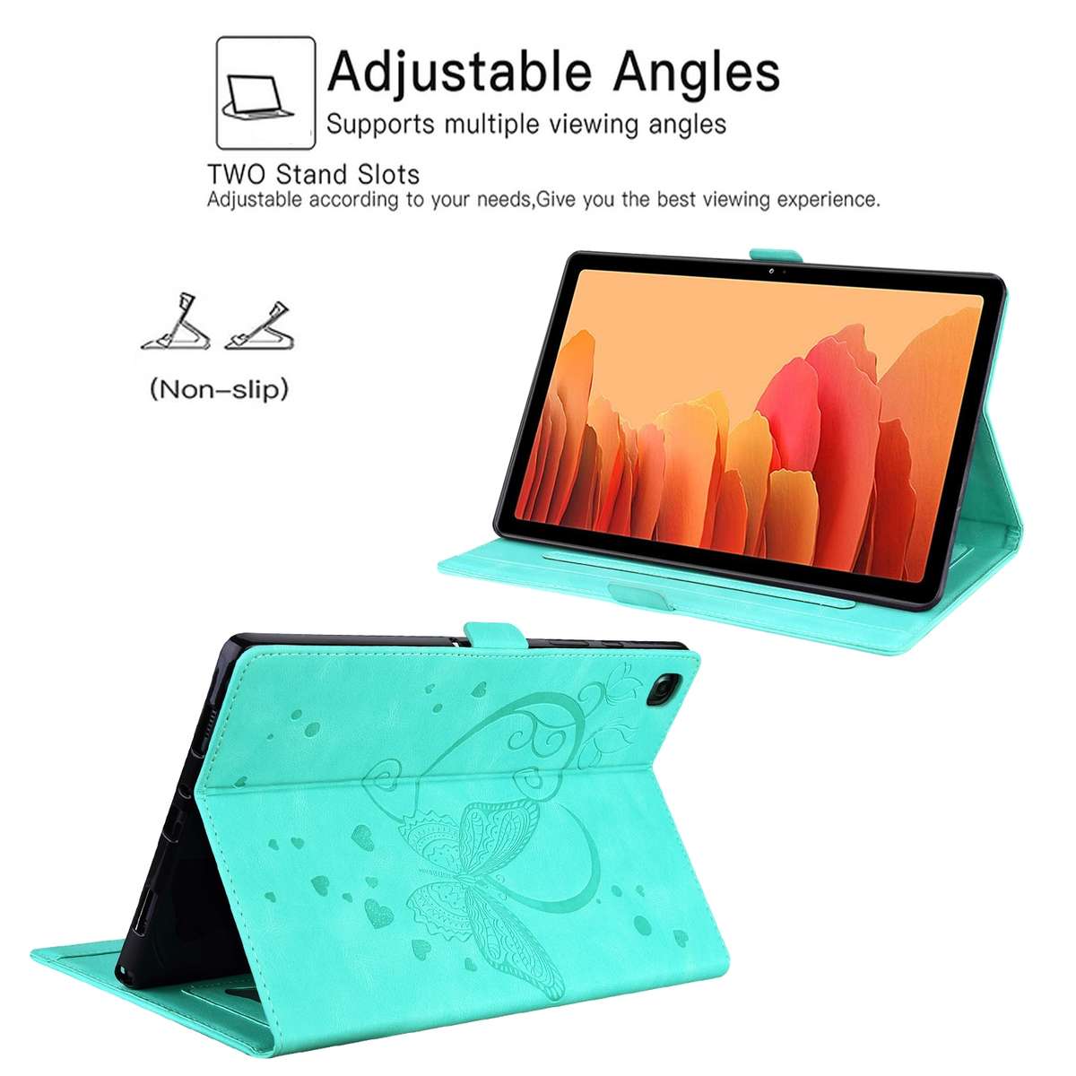 For Xiaomi Pad 5 / Pad 5 Pro Love Butterfly Pattern Horizontal Flip Leather Case ... (Mint Green)