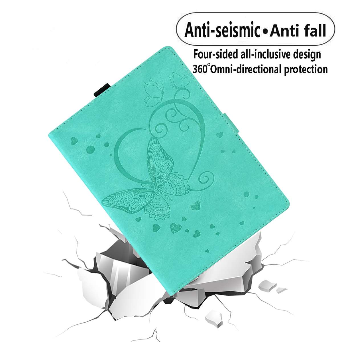 For Xiaomi Pad 5 / Pad 5 Pro Love Butterfly Pattern Horizontal Flip Leather Case ... (Mint Green)